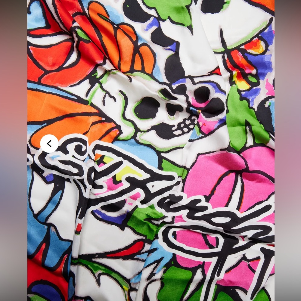 Ed Hardy Colorful Graphic Scarf skull floral 41 x 41 inches NWT**